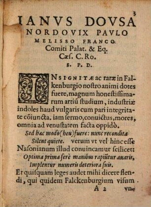 Iani Dovsae Nordovicis Schediasma Svccidanevm nuperis ad Tibullum Praecidancis addendum : Eisudem ad familiarem quandam Gerardi Falkenbvrgii Epistolam responsio, ab adolescentulo iam olim commentata & scripta ...