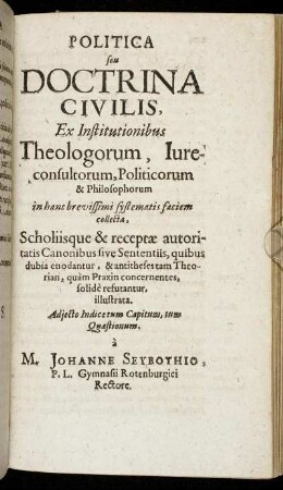 Politica seu Doctrina Civilis [...]