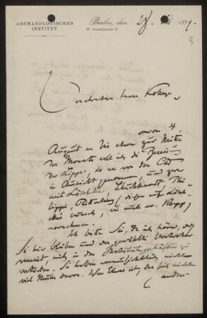 Nr. 3: Brief von Alexander Conze an Ulrich von Wilamowitz-Moellendorff, Berlin, 28.7.1894