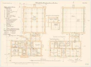 Staatsarchiv, Breslau: Grundriss Kellergeschoss Zwischengeschoss Erdgeschoss 1:100