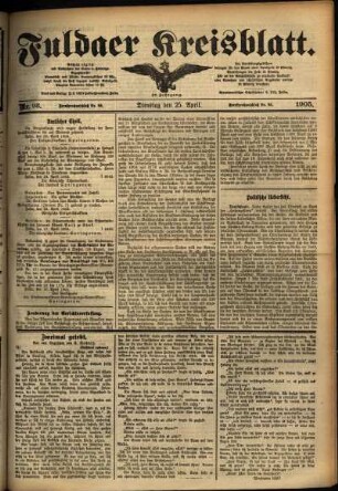 Ausgabe vom Dienstag, den 25. April 1905.