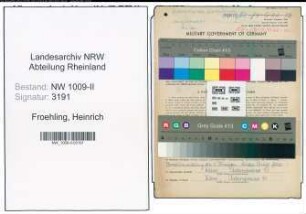 Entnazifizierung Heinrich Froehling , geb. 09.02.1886 (Baecker)