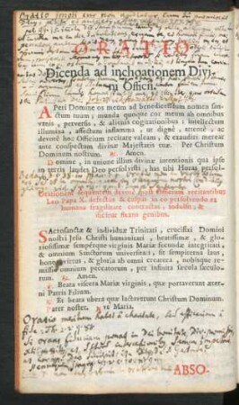Oratio Dicenda ad inchoationem Divini Officii