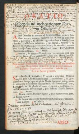 Oratio Dicenda ad inchoationem Divini Officii