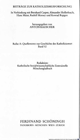 Katholizismus und wirtschaftlicher Liberalismus in Deutschland im 19. und 20. Jahrhundert