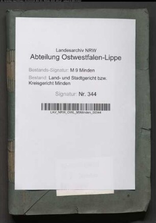 Erbschaftsstempel (Nachlassregelungen). Kreisgericht Minden