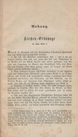 Anhang. Kirchen-Ordnunge de anno 1670.*)
