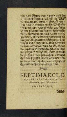 Septima Ecloga ...