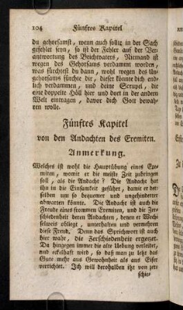 104-139, Fünftes Kapitel von den Andachten des Eremitens