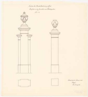 Kunstakademie, Kassel: Torpfeiler an der Menzelstraße und am Küchengraben