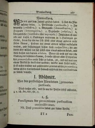 I. Abschnitt. Von den persönlichen Fürwörtern (pronomen personale.