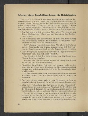 Muster einer Geschäftsordnung für Betriebsräte
