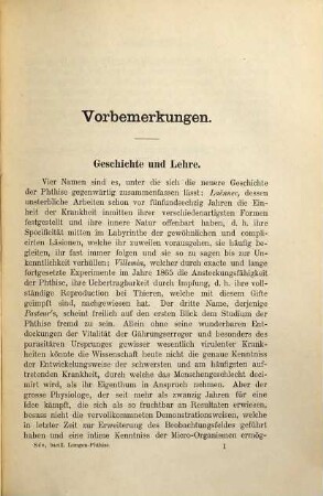 Die Krankheiten der Lunge, 1. Die bacilläre Lungen-Phthise