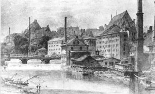 Görlitz. Vierradenmühle und Walkmühle um 1898, Repro