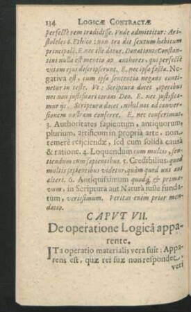 Caput VII. De operatione Logica apparente.