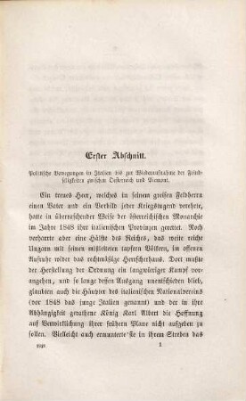 Die kriegerischen Ereignisse in Italien im Jahre 1849 : Fortsetzung der "Kriegerischen Ereignisse im Jahr 1848"