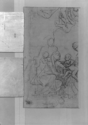 Rückseite: Anna selbdritt mit Maria, Jesuskind und weiteren unbekannten Personen