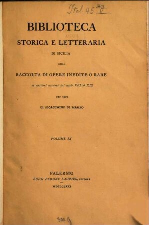 Diari della città di Palermo : dal secolo XVI al XIX ; pubblicati su' manoscritti della Biblioteca Comunale, 9