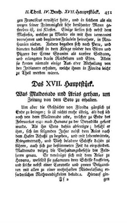 Das XVII. Hauptstück - Was Maldonado und Arias gethan, um Zeitung von dem Soto zu erhalten.