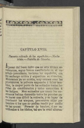 Capitulo XVIII. Funesta relirada de los españoles. - Noche triste. - Baralla de Otumba