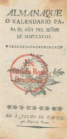 1818: Almanaque o kalendario
