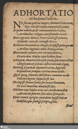 Ad Hortatio ad studium Poeseos