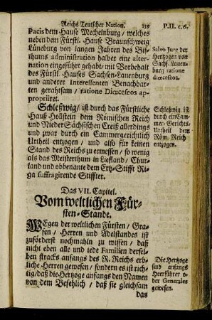 Das VII. Capitel. Vom weltlichen Fürsten-Stande