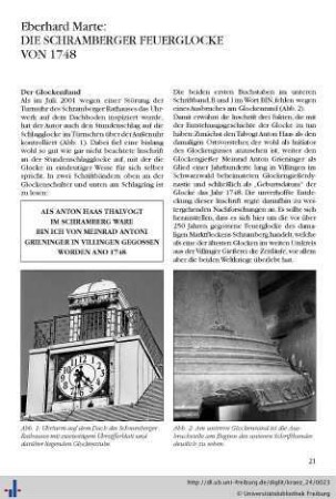 Die Schramberger Feuerglocke von 1748.