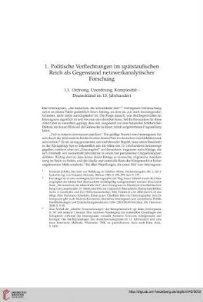 1. Politische Verflechtungen im spätstaufischen Reich als Gegenstand netzwerkanalytischer Forschung