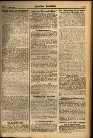 Zweite Ausgabe vom Freitag, den 21. Januar 1938.