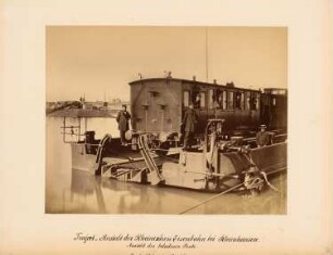 Trajekt-Anstalt der Rheinischen Eisenbahn, Rheinhausen: Beladene Fährponte