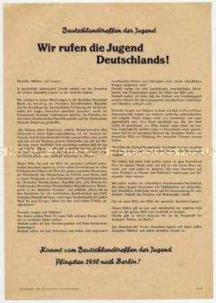 Flugblatt an die Jugend Deutschlands zur Teilnahme am Deutschlandtreffen