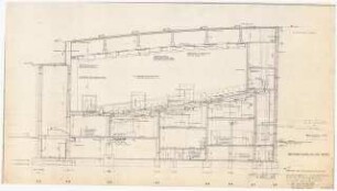 Technische Universität Berlin Elektrotechnische Institute, 2. Bauabschnitt: Schnitt Mittelachse 1:50 (Lichtpause von Inv. Nr. 37492)