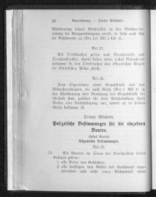 Polizeiliche Bestimmungen für die einzelnen Bauten