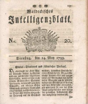 No. 20, Dienstag, den 14. May 1799