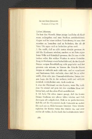 An den Sohn Johannes Wandsbeck, den 12. September 1799