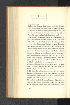 An den Sohn Johannes Wandsbeck, den 12. September 1799