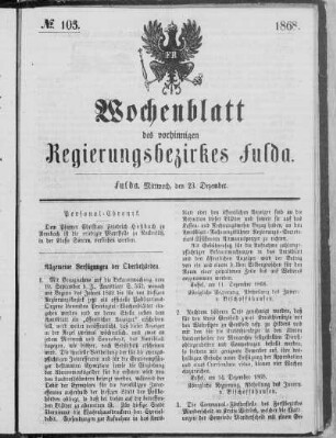 No. 103., Ausgabe vom 23. Dezember 1868