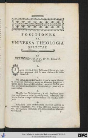 Positiones ex Universa Theologia Selectae.