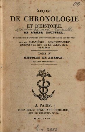 Leçons de chronologie et d'histoire
