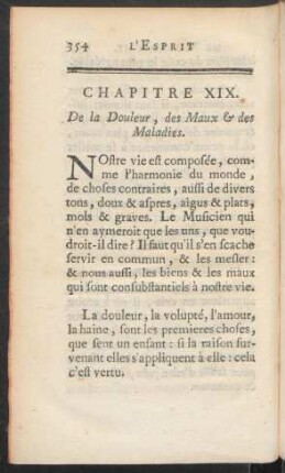 Chapitre XIX. De la Douleur, des Maux & des Maladies