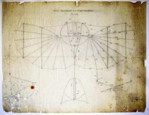 Werkstattzeichnung für Flugapparat Otto Lilienthals