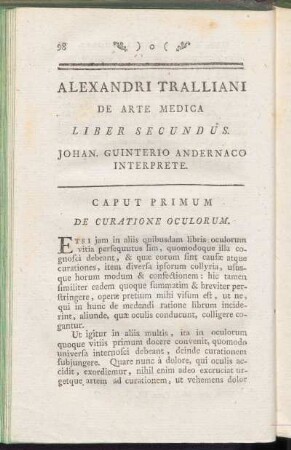 Alexandri Tralliani De Arte Medica Liber Secundus