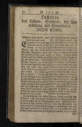 Historia des Leidens, Sterbens, der Auferstehung und Himmelfahrt Jesu Christi.