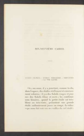 Dix-neuvième cahier. Étoiles colorées. - Étoiles nébuleuses. [...]