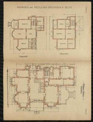 Oben: Wohnhaus der Ärztlichen Direktoren in Beelitz. Erdgeschoß und Obergeschoß / Unten: Wohnhaus Diedrich. Erdgeschoss