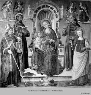 Maria mit Kind umgeben von den Heiligen Hieronymus, Franz von Assisi, Domenikus und Maria Magdalena