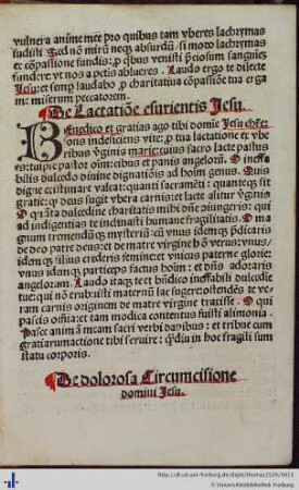 De dolorosa Circumcisione domini Jesu.