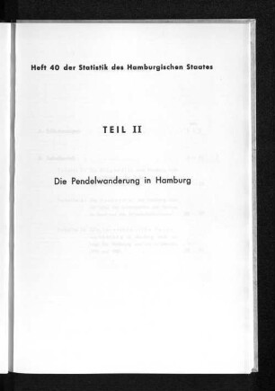 Teil II die Pendelwanderung in Hamburg