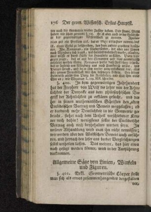 Allgemeine Sätze von Linien, Winkeln und Figuren.